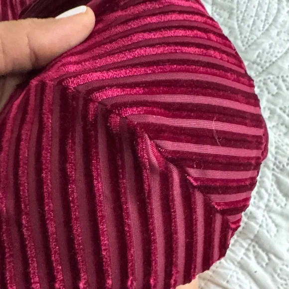 LULUS Always Alluring Burgundy Striped Velvet Cutout Bustier Bodysuit XS - Picture 9 of 12